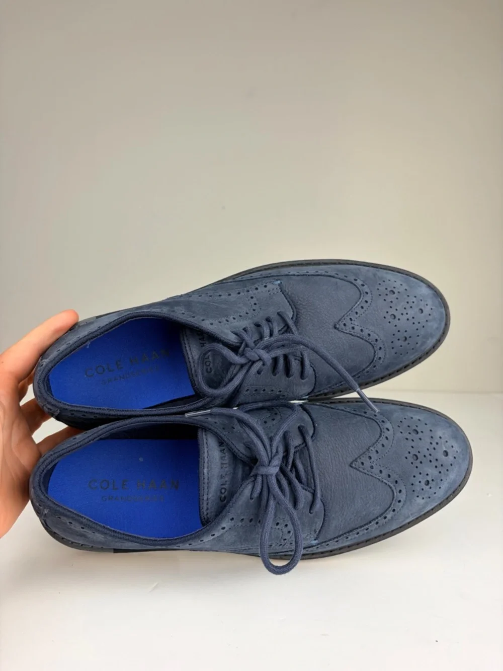 Cole Haan Go To Wingtip Oxford Navy Suede Grand 360 Comfort Mens‎ 10